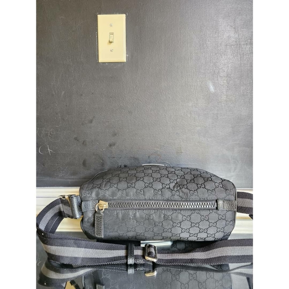 GUCCI Nylon Monogram Fanny Pack Belt Bag Black - Picture 3 of 11